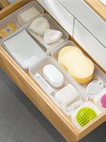 5 Pieces Set /10 Pieces Set Frosted Plastic Drawer Organization, 3 Size Desktop Drawer Divider Organization And Storage Box Cosmetics, Jewelry, Gadgets, Bathroom, Kitchen, Office, Bedroom, Vanity,For Holiday Beach, Bathroom Collection, Bedroom Collection, Large Capacity