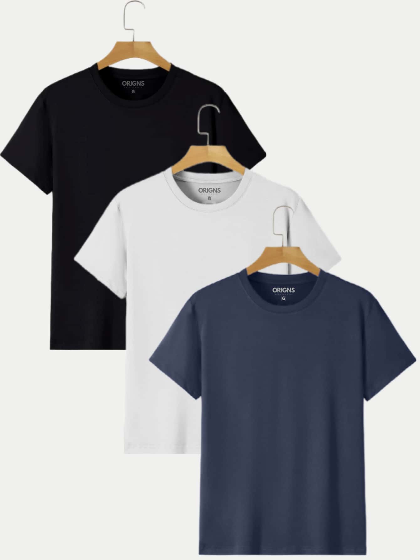 Kit 3 Men's Plain Basic T-Shirt Cotton ORIGNS - màu đen - Xem 1