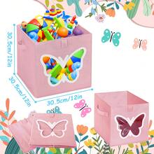 VERONLY Fabric Cube Storage Bins 12 Inch - Foldable Toy Box Clothes Storage Boxes Organizer With Clear Window For Bedroom, Set Of 4 (Butterfly) - Multicolor - View 6