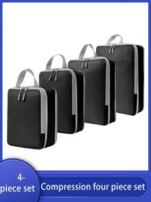 Set de 4 cubos de embalaje para viajes, organizadores de equipaje con compresión, bolsas de almacenamiento para artículos de tocador, maquillaje y cosméticos, para ropa y zapatos