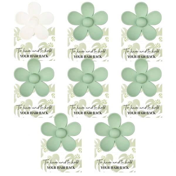 8 pièces Cadeau de proposition de demoiselle d'honneur Pinces à cheveux avec fleurs de 7 cm Clips cheveux larges avec carte florale Cadeau de retour pour la fête de la mariée Cadeau de retour pour la mariée Cadeau de proposition de demoiselle d'honneur pour les dames