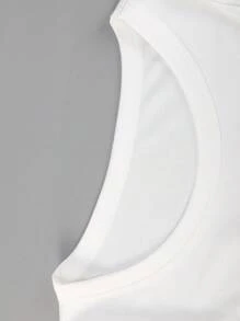 女士白色圆领长袖下摆褶皱修身 T 恤内衣 T 恤，个性化时尚简约腰部下摆衬衫，扇形下摆上衣 - 白色 - 查看 5