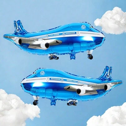 2pcs Airplane Shaped Aluminum Foil Balloons, Birthday Party Travel Decor Balloons, Christmas