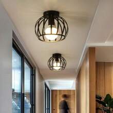 1pc Nordic Style Iron Ceiling Lamp For Balcony, Stairway, Corridor, Bar - Excludes Light Bulb - 1 Iron Ceiling Lamp - View 5