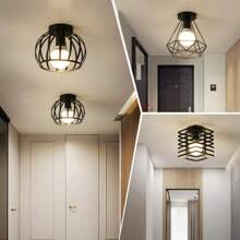 1pc Nordic Style Iron Ceiling Lamp For Balcony, Stairway, Corridor, Bar - Excludes Light Bulb - 1 Iron Ceiling Lamp - View 2