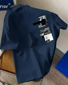New Moment The Past (SHIELD) Basic T-Shirt Men Women Cotton Shirt Reinforced Stitching Unisex StreetWear - Màu xanh hải quân - Xem 2