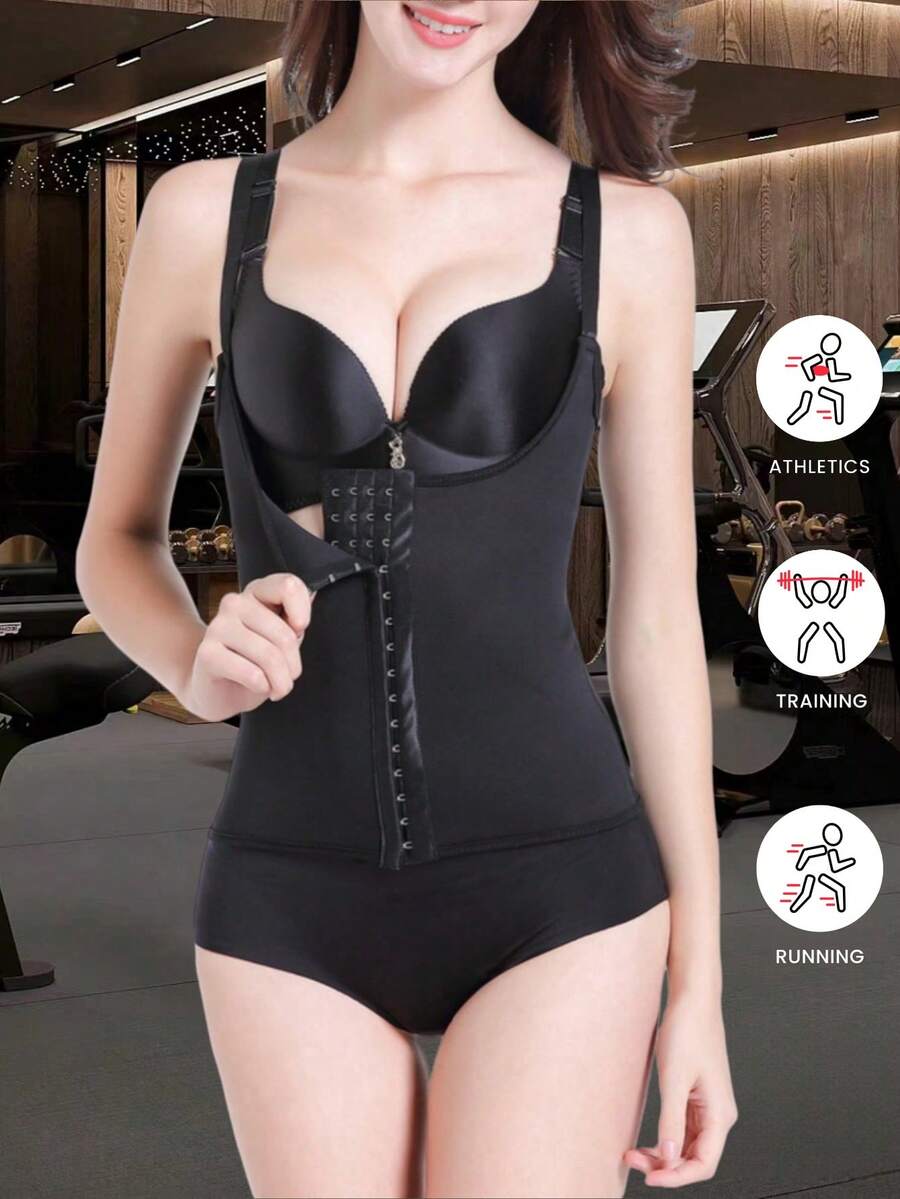 1 件女式户外瑜伽普拉提健身可调节运动短款上衣，2024 年夏季新品 - 黑色 - 查看 1