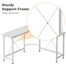 Soges L Shaped Office Desk, L Computer Desk Corner Desk, 42 Inches L Shape Desk For Home Office, Sturdy Writing Desk Workstation Gaming Table - White - View 8