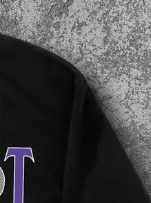 NEON DUSK Men's Black Crew Neck Long Sleeve Sweatshirt, Autumn/Winter - Black - View 5