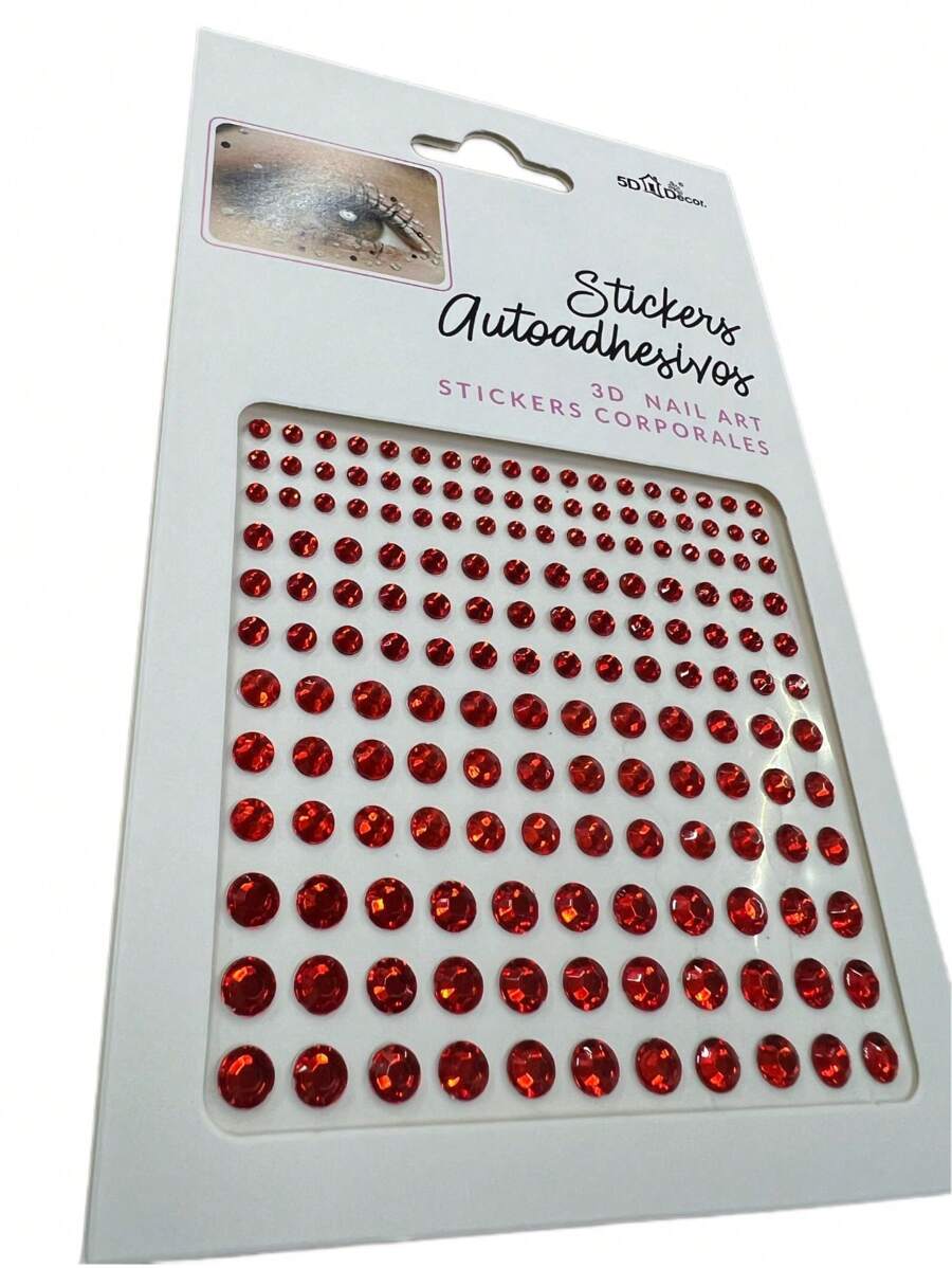 Loren's importados Adhesive Rhinestones For Makeup, Arts And Fantasy – Pack Of 132 Pieces - 紅色 - 查看 1