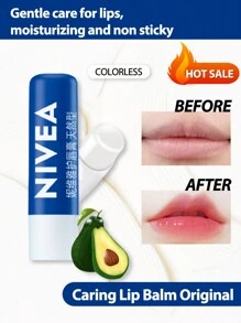 NIVEA 唇部护理润唇膏 4.8g 无色，原装，含乳木果油、荷荷巴油和鳄梨油，保湿唇部护理，全天唇部保湿，100% 天然配方，减少唇部细纹 润唇膏 唇妆 - Original 4.8g - 查看 1