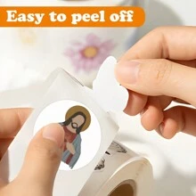 500 piezas Pegatinas de rollo con cinta circular-Pegatinas de Jesús Vinilos para scrapbooking, diarios, portátiles, parachoques, monopatines, botellas de agua, computadoras, teléfonos, dibujos animados, anime - Multicolor - Ver 6