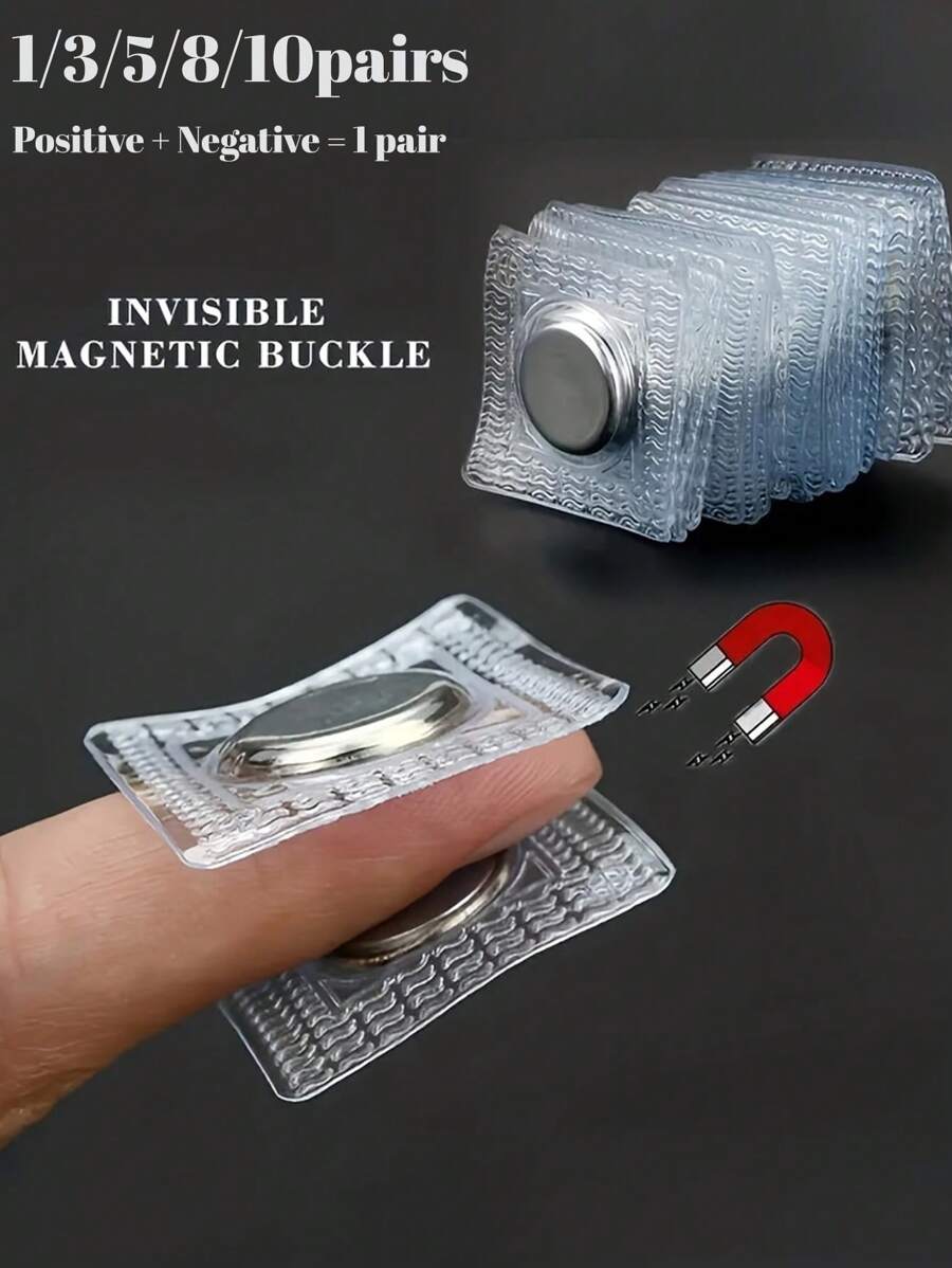 1/3/5/8/10pairs Metal Invisible Magnetic Snap Buttons, Easy To Use Sewing Accessories, PVC Hidden Purse Closure Fastener Snaps For Handbag Clothing Clasp DIY Craft Sewing Tools For Clothes, Bags, And Crafts Strong Hold, Compact Size, And Corrosion Resistant - Multicolor - View 1