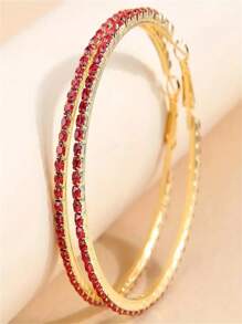 Exaggerated Large Hoop Earrings For Women, Simple Fashion Rhinestone Decor Big Circular Earrings - Multicolor - View 14