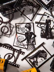 1 件装胶片拼贴笔记本材料装饰拼贴用于礼品标签、可切割 DIY 纸工艺品用于垃圾日记本套件、剪贴簿、礼品盒、贺卡、冒险书 - 彩色 - 查看 10