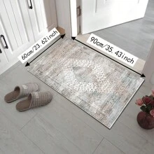 1 件装经典珍珠毛绒矩形防滑吸水耐用长毛绒家用地毯 - 紅白色 - 查看 4