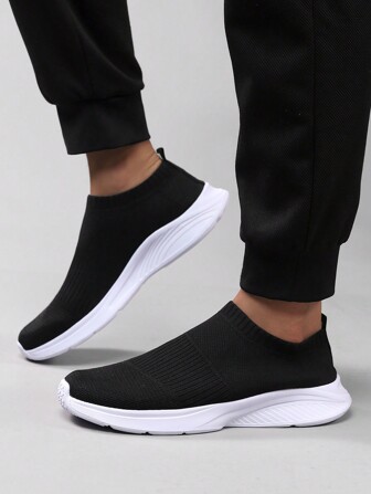 Men Outdoor Leisure Sports Breathable Lightweight Comfortable Slip-On Road Running Shoes, Summer