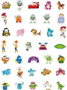 Disney 50Pcs Officially Licensed Pixar Animation Stickers Cartoon Stickers Waterproof PVC Decoration Gifts Laptop Water Bottles Computer Phone Guitar Skateboard DIY Decal Back To School