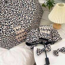 1 Stück Leopard Muster Vintage Auf-Zu Klappregen-schirm, Multifunktionale Sonnenschutz- & Regenschutz, Jungen Valentinstag Herz Valentinstag Sommer Abkühlung, Strand, Reise