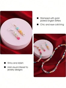 100/1000 piezas, Cuentas con letra para pulseras, Cuentas con letra para pulsera de la amistad, Cuentas con letra doradas de acrílico con forma de letra redonda, Cuentas con letra para hacer pulseras, collares y manualidades DIY, Cuentas con número para pulseras - Multicolor - Ver 7