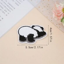 1pc Panda Applique Patch With Heat-Seal, Embroidered Cartoon Panda Mend Patch For Clothing Rips And Holes - Multicolor - View 4