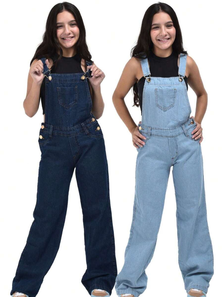 Kit 2 Overalls, Girls' Overalls, Children's, Youth, 10 To 16 Years Old - Nhiều màu - Xem 1