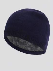 1 pieza Gorro de punto casual cómodo y cálido para hombre, de doble capa con forro térmica, gorro grueso y de moda para deportes al aire libre, ciclismo, viaje, uso diario, Halloween
