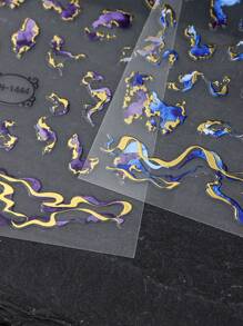 3PCS Miếng dán móng tay 3D màu tím xanh nâu mực thiết kế Decals Charm Gold Line trang trí nghệ thuật tự dính Holographic Gel Slider Phụ kiện làm móng Công cụ - Nhiều màu - Xem 8