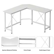 Soges L Shaped Office Desk, L Computer Desk Corner Desk, 42 Inches L Shape Desk For Home Office, Sturdy Writing Desk Workstation Gaming Table - White - View 7