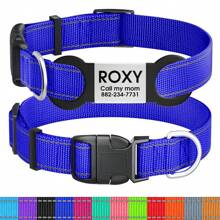个性化尼龙狗项圈、定制带铭牌的反光宠物项圈、尼龙宠物项圈、雕刻狗身份标签、精美宠物用品