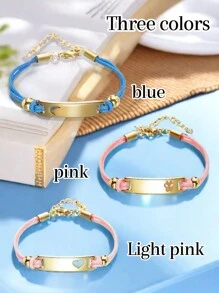 1 peça Pulseira de charme personalizada gravada - Elo de de aço inoxidável exclusivo e elegante, presente ajustável banhado a ouro para filha, pulseira trançada, filho ou família no aniversário, barra de nome, pulseira gravada, gravura personalizada, aço inoxidável simples