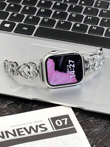 1 pieza Banda para Apple Watch, correa para Apple Watch, colgante pulsera plateado para mujer compatible con Apple Watch de 38/40/41/44/45/49/42mm, ajuste telescópico sencillo y conveniente, correa de acero inoxidable para Apple Watch, adecuado para modelos de Apple Watch S9 S8 7 6 5 4 3 2 1 Ultra2/1, elementos de moda duraderos, se puede combinar con cualquier ropa, cadena de suéter, falda, y se puede usar como regalo para tu novia (Doble diamante de lujo)