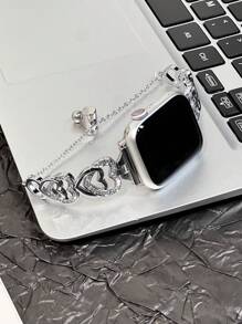 1 pieza Banda para Apple Watch, correa para Apple Watch, colgante pulsera plateado para mujer compatible con Apple Watch de 38/40/41/44/45/49/42mm, ajuste telescópico sencillo y conveniente, correa de acero inoxidable para Apple Watch, adecuado para modelos de Apple Watch S9 S8 7 6 5 4 3 2 1 Ultra2/1, elementos de moda duraderos, se puede combinar con cualquier ropa, cadena de suéter, falda, y se puede usar como regalo para tu novia (Doble diamante de lujo)