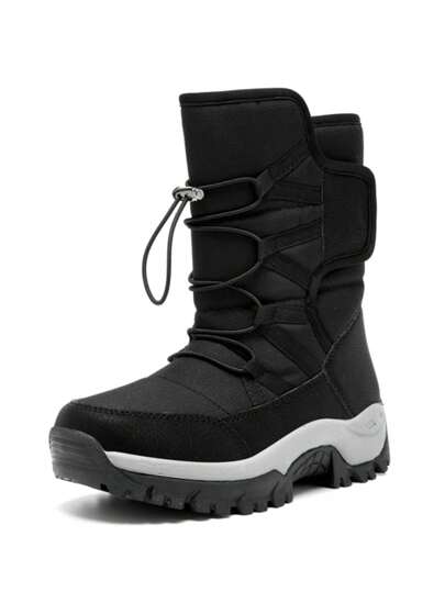 1 Pair Women High-Top Thermal Lined Snow Boots Thick Sole Anti-Slip Winter Hiking Shoes
