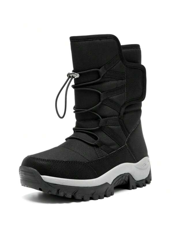 1 Pair Women High-Top Thermal Lined Snow Boots Thick Sole Anti-Slip Winter Hiking Shoes