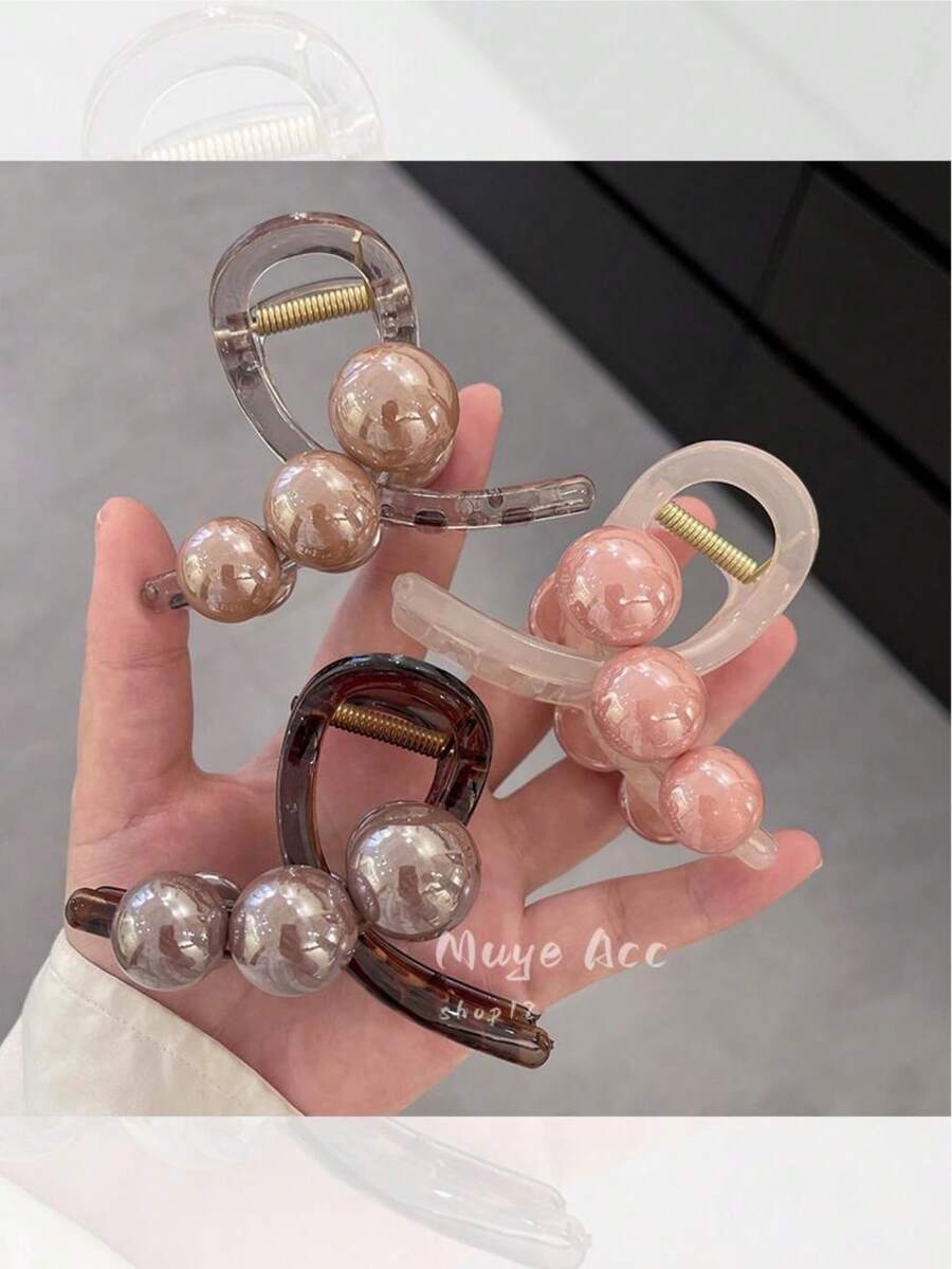 1 件优雅精致的人造珍珠发夹，中号，发夹发型配件，适合女士配饰 - 彩色 - 查看 1