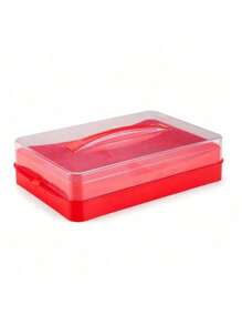 Porta Frios Empilhavel Acrílico Retangular Organizador de Cozinha Geladeira - Vermelho - Visão 1