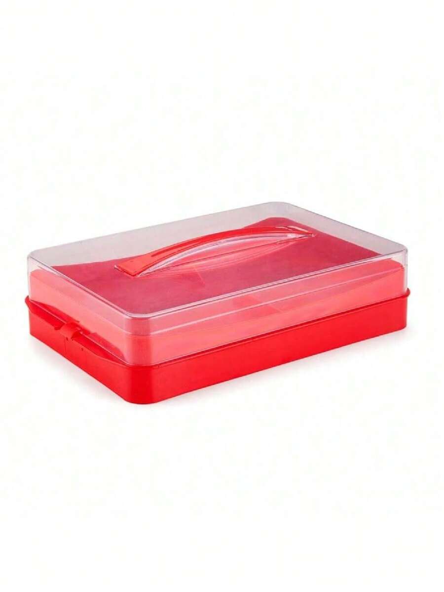 Porta Frios Empilhavel Acrílico Retangular Organizador de Cozinha Geladeira - Vermelho - Visão 1