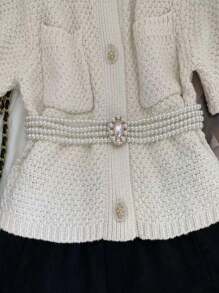Oval Pearl 4-Row Fashion Waist Belt/Chain, Geometric Pattern ABS Resin, Suitable For Spring, Summer, Autumn And Winter
