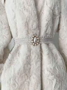 Oval Pearl 4-Row Fashion Waist Belt/Chain, Geometric Pattern ABS Resin, Suitable For Spring, Summer, Autumn And Winter