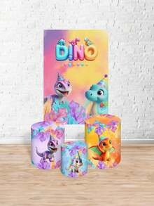 Rectangular Panel Cover Kit + Trio Of Sublimated Cylinder Covers Party And Birthday Decoration Various Themes Children's Dino Dinosaur Party - 長方形+3西林4602 - 查看 2