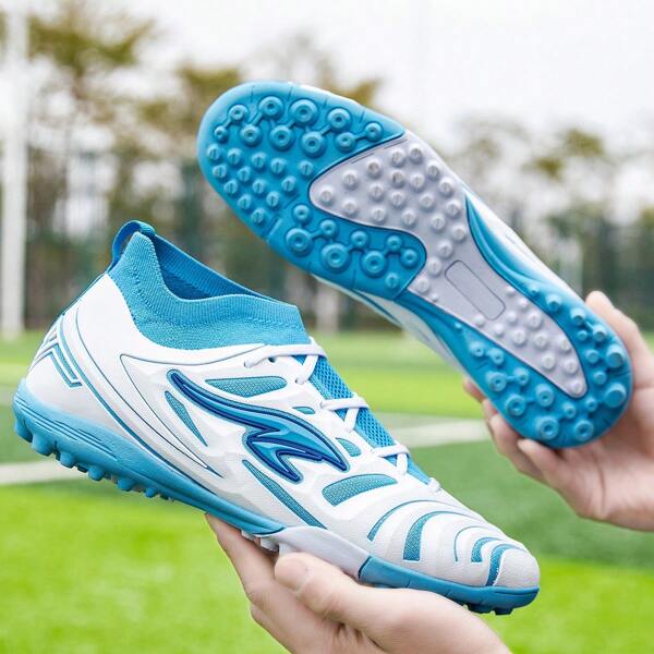 Men's Nail Breaking Soccer Shoes, Professional Breathable Sports Turf Soccer Shoes, Outdoor/Indoor Professional Five-A-Side Soccer Training Sports Shoes, Tf High Top Shoes