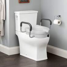 Lonabr 4.5" Raised Toilet Seat Riser W/ Arms For Elderly Handicap Bathroom - White - View 1