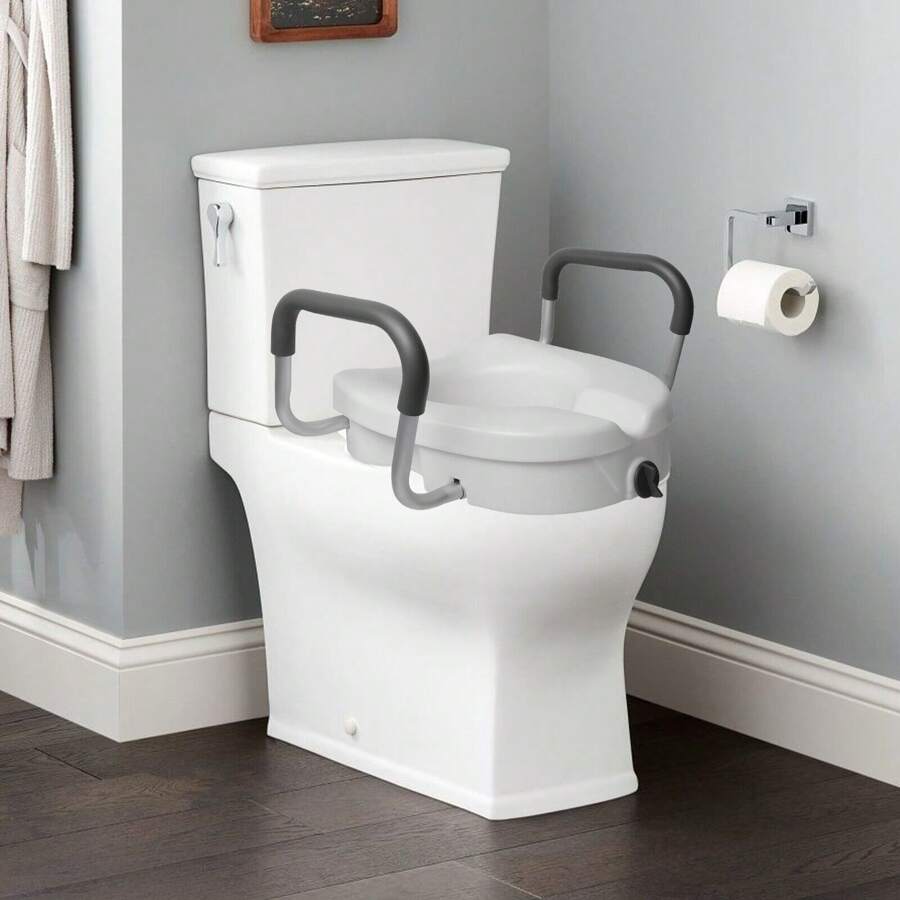Lonabr 4.5" Raised Toilet Seat Riser W/ Arms For Elderly Handicap Bathroom - White - View 1