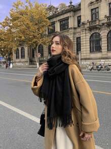 [ Customization ] 1 Thick Autumn/Winter Shawl, Embroidered Personalized Custom Text Content, Elegant And Fashionable Scarf.