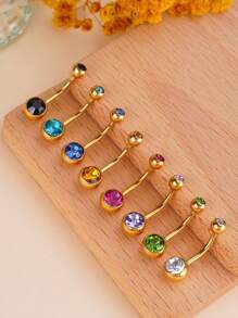 1 buc inel la modă din oțel inoxidabil cu zirconiu cubic, inel pentru buric potrivit pentru buric, bijuterii pentru piercing pentru buric, bară de piercing pentru buric, inele pentru buric, unghii pentru buric, inele pentru buric, bijuterii pentru piercing pentru buric pentru femei și fete, purtare zilnică