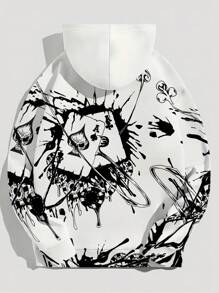 3D Poker A Print Men's Fashion Long Sleeve Casual Sports Hoodie Sweatshirt, Suitable For Autumn And Spring Outdoor Sports