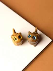 Affascinante figurina di gattino in legno - decorazione per la casa in legno lavorato a mano, idea regalo perfetta Figurina di gatto Accessori per gatti