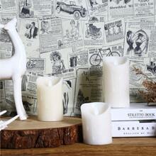 1 rollo de papel de periódico vintage como decoración de pared para dormitorio, sala de estar, fondo, papel tapiz adhesivo para restauración de muebles y armarios, elementos decorativos primaverales para refrescar su hogar, pegatinas de decoración Rama - Multicolor - Ver 10