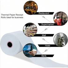 热敏收据纸卷，57x40mm（2 1/4''x32ft）PAPRMA POS 纸收银机纸卷，适用于方形终端信用卡机 Verifone VX510 VX570 FD50 T4220 的热敏纸，学校用品，返校